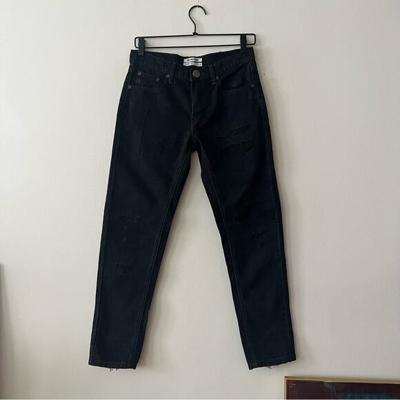 One Teaspoon Awesome Baggies Patch Distressed Jeans in Black Van - Picture 2 of 9